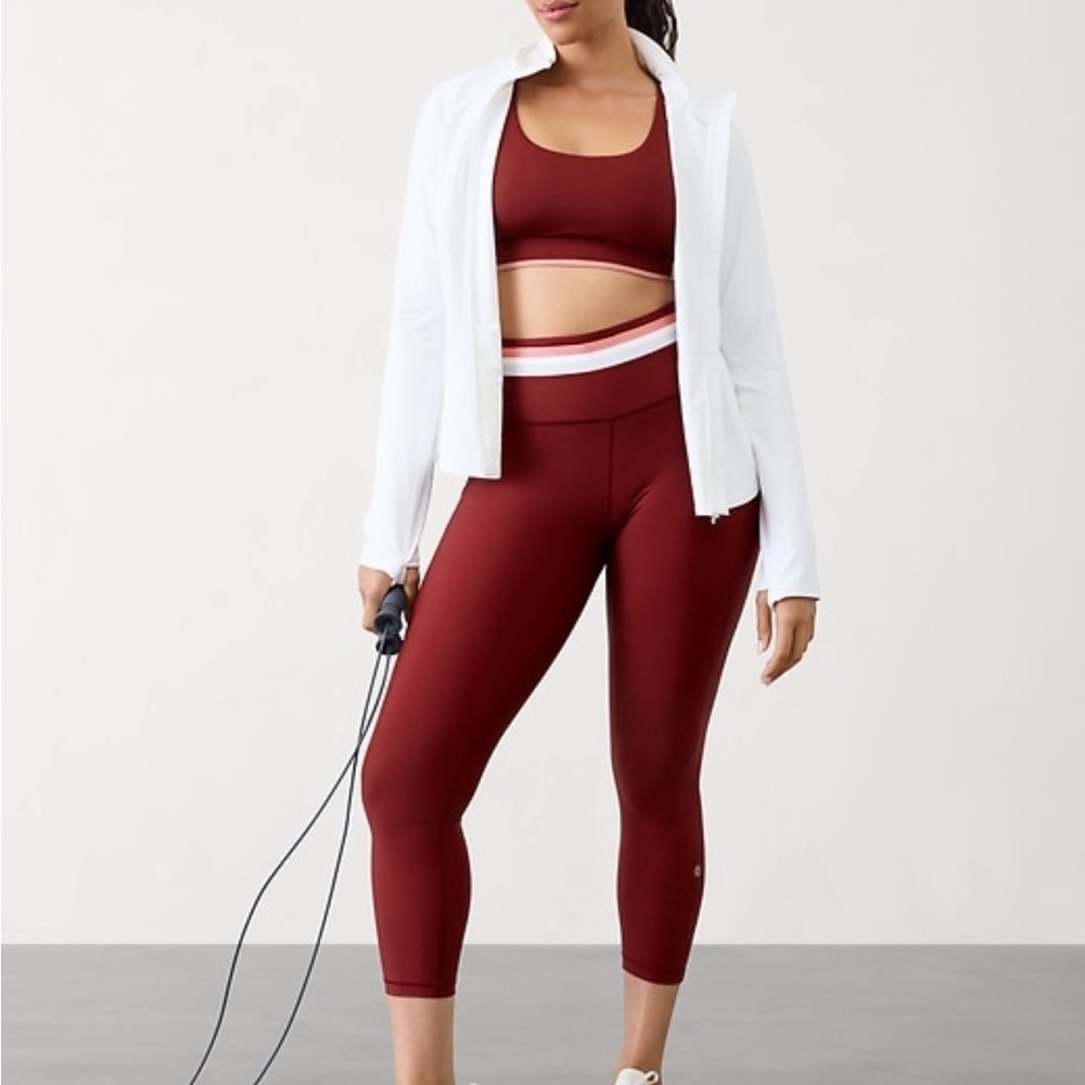 Athleta Interval Stash High Rise Stripe 7/8 Legging
